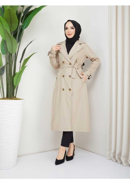 Çıtçıt Detaylı Trençkot Bondit Kumaş GTRENC0003 fiyatları