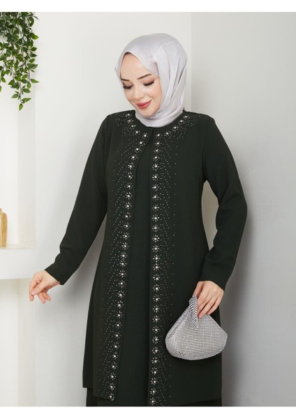 Papatya Taşlı Büyük Beden Anne Elbisesi modelleri