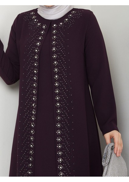 Papatya Taşlı Büyük Beden Anne Elbisesi fiyatları