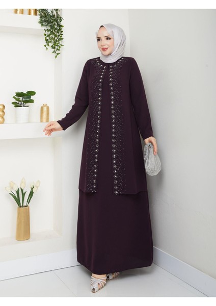 Papatya Taşlı Büyük Beden Anne Elbisesi indirimleri