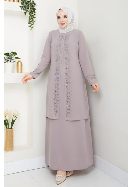 Serpme Taşlı Büyük Beden Anne Elbisesi fırsatları