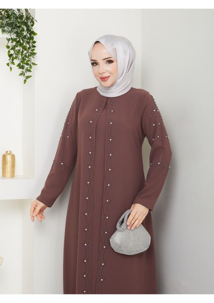 Büyük Beden Tam Boy Pelerinli Anne Elbisesi