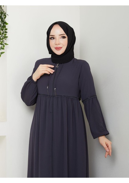 Gündelik Hac ve Umrelik Kolu ve Beli Büzgü ve Taş Detaylı Ferace modelleri