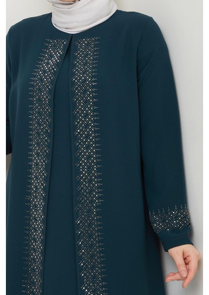 Serpme Taşlı Büyük Beden Anne Elbisesi modelleri