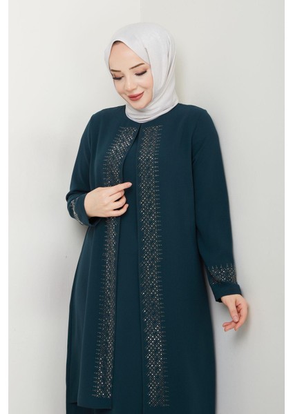 Serpme Taşlı Büyük Beden Anne Elbisesi fırsatları