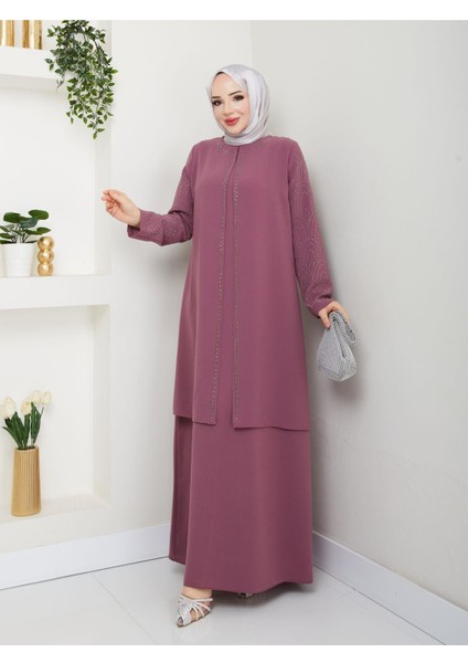 Kolları Taşlı Büyük Beden Anne Elbisesi fırsatları
