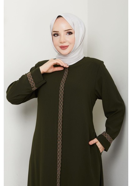 Gündelik Hac ve Umrelik Nakış ve Taş Detaylı Ferace