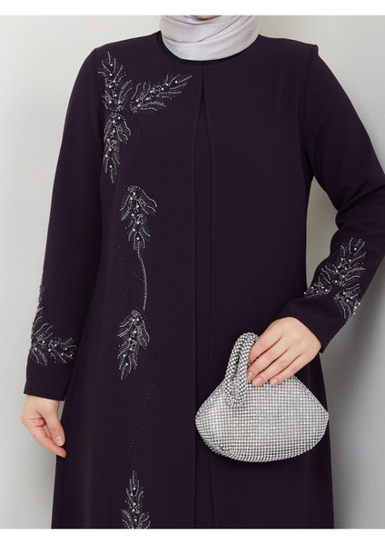 Büyük Beden Yaprak Taşlı Anne Elbisesi EN7008 fiyatları