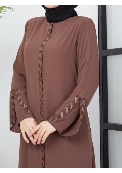 Kolu Lazer Kesimli Taşlı Medine Ipeği Yazlık Ferace modelleri