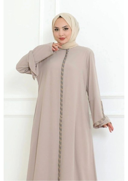 Kolu Lazer Kesimli Taşlı Medine Ipeği Yazlık Ferace indirimleri