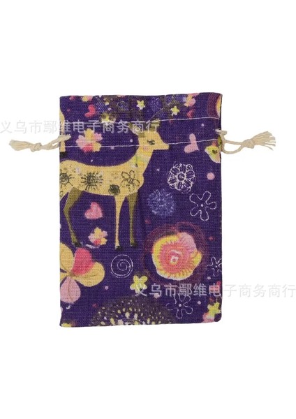20PCS 10X14CM Karikatür Baskı Çok Renkli Doğal Çuval Bezi Hediye Şeker Çantaları Düğün Partisi Lehine Çantalı Jüt Hediye Çantaları Tedarik: Mor Geyik/hediye Çantası Boyutu: 10X14CM (Yurt Dışından)