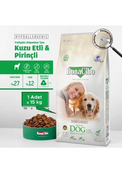 Adult Dog Kuzulu ve Pirinçli Yetişkin Köpek Maması, 15 Kg, Tüm Irklar Için, Doğal, Şeker Içermez fiyatları