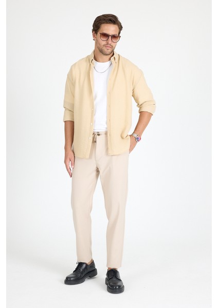 Pars Marka Lastikli Yazlık Jogger Pantolon Bej Pantolon Trend Pantolon Yazlık fiyatları