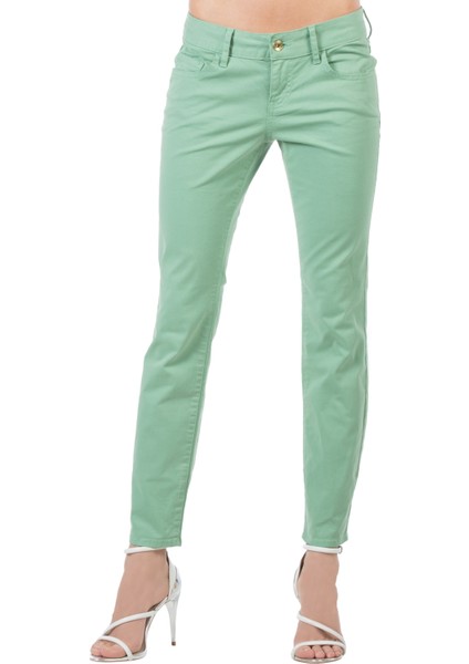 Slim Fit Düşük Bel Dar Paça Kadın Yeşil Pantolon fırsatları