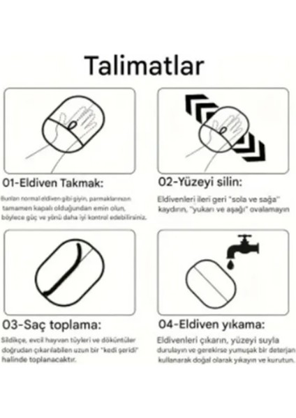 Çift Taraflı Statik Kedi Köpek Tüy Temizleme Eldiveni Giysiler, Mobilyalar ,halılar Için