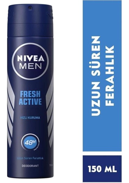 Men Erkek Sprey Deodorant Fresh Active 150 MLX5ADET,48 Saat Deodorant Koruması fiyatları