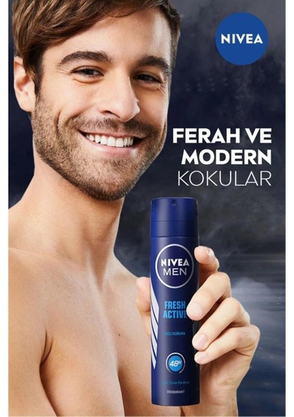 Men Erkek Sprey Deodorant Fresh Active 150 MLX5ADET,48 Saat Deodorant Koruması fırsatları