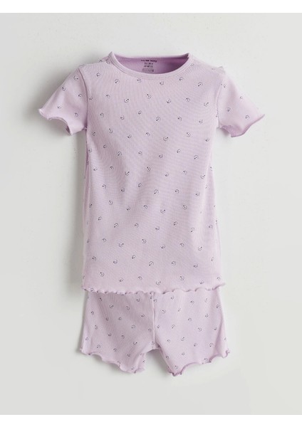 Lcw Baby Lila Çiçekli Kız Bebek Şortlu Pijama Takım