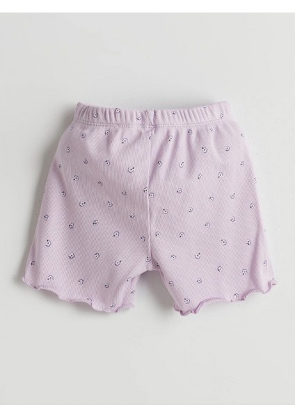 Lcw Baby Lila Çiçekli Kız Bebek Şortlu Pijama Takım indirimleri