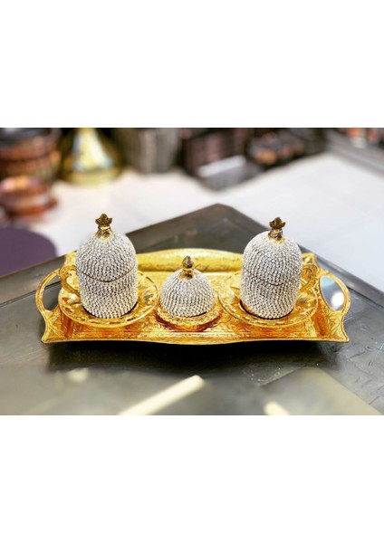 Ikili Kristal Taş Kaplama Kahve Fincan Seti