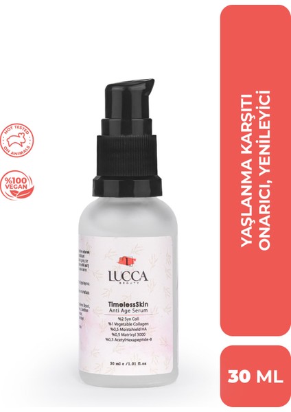 Timelessskin Anti Age Serum 30 ml - Bitkisel Kolajen, Hyaluronik Asit, Matrixyl 3000 ve Asetilhexapeptit Içeren Cilt Serumu
