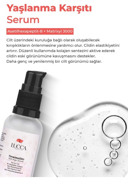 Timelessskin Anti Age Serum 30 ml - Bitkisel Kolajen, Hyaluronik Asit, Matrixyl 3000 ve Asetilhexapeptit Içeren Cilt Serumu indirimleri