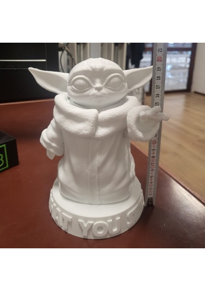🌌(20 Cm) Beyaz Renk Baby Yoda (Grogu) – 3D Baskı Koleksiyon Figürü modelleri