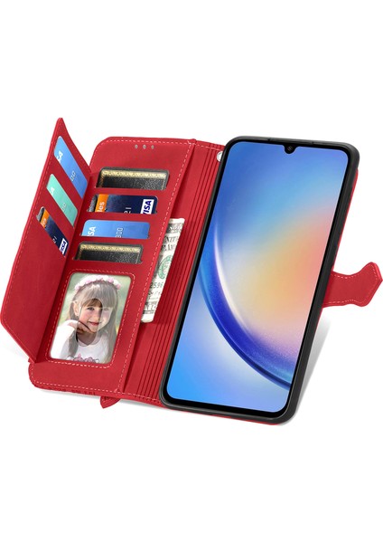 Samsung Galaxy A35 Fermuarlı Kese Manyetik Kart Tutucu ve Bilek Kayışlı Cüzdan Kılıfı Samsung Galaxy A35 (Yurt Dışından) modelleri
