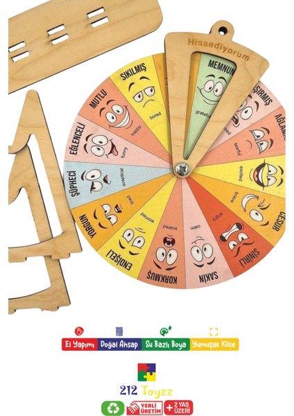 Ahşap Duygu Çarkı Oyuncağı, Montessori Duygu Tablosu fırsatları