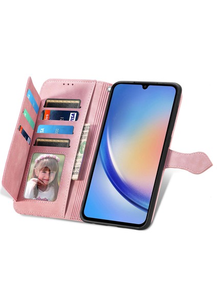 Samsung Galaxy A35 Fermuarlı Kese Manyetik Kart Tutucu ve Bilek Kayışlı Cüzdan Kılıfı Samsung Galaxy A35 (Yurt Dışından) modelleri