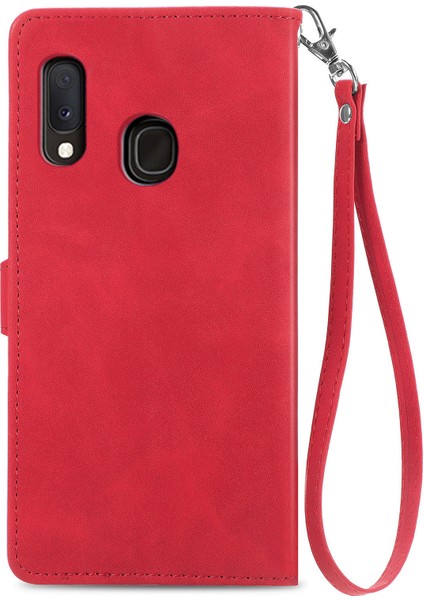 Samsung Galaxy A20E Fermuarlı Kese Manyetik Kart Tutucu ve Bilek Kayışlı Cüzdan Kılıfı Samsung Galaxy A20E (Yurt Dışından) fırsatları