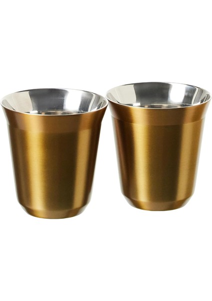 Glory 7 Double Wall Sarı 2&apos;li Termo Çelik Fincan 160 ml