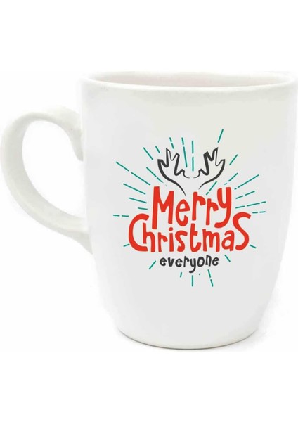 Tasarim Merry Christmas Everyone 23 Krem Oval Kupa
