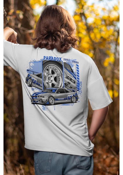 Unisex Nissan Gtr R34 Paradox Baskılı Oversize Tshirt