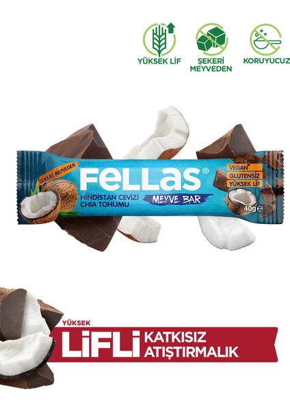 Meyve Bar - Hindistan Cevizi ve Chia 40 gr x 12 Adet