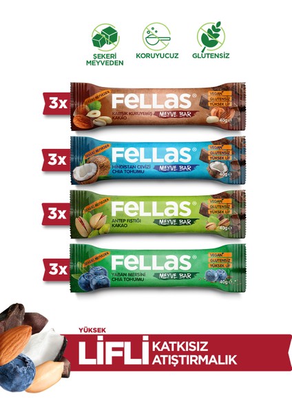 Meyveli Bar Karma Kutu 40 gr x 12 Adet (4 Çeşit)