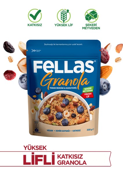 Granola - Yaban Mersini & Kuruyemiş (200g)