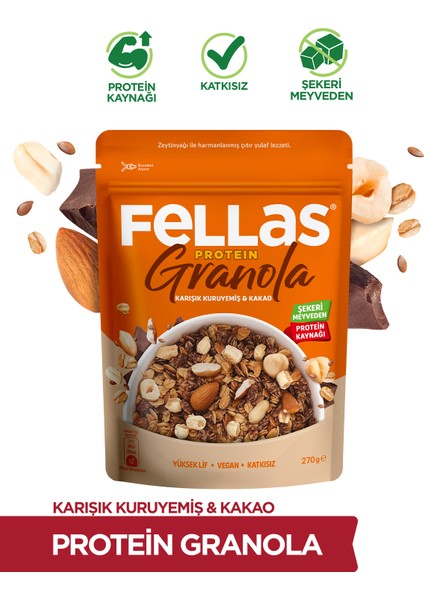 Vegan Protein Granola - Karışık Kuruyemiş & Kakao (270g)