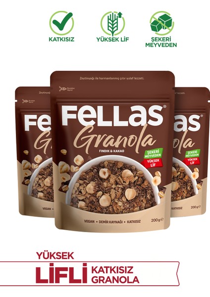 Granola - Fındık & Kakao 200g - 3'lü Paket