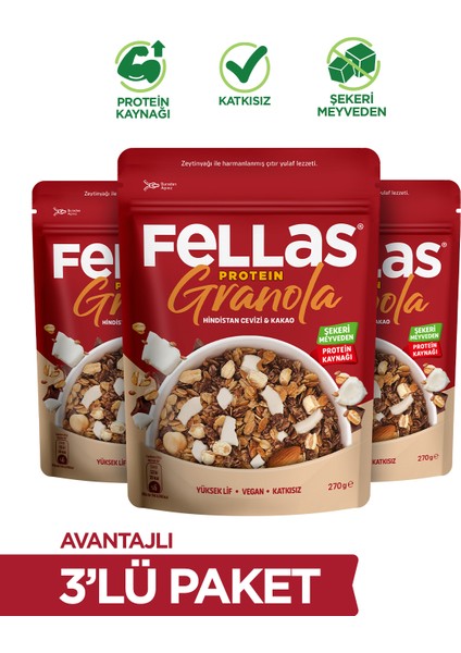 Protein Granola -Hindistan Cevizi 270g x3