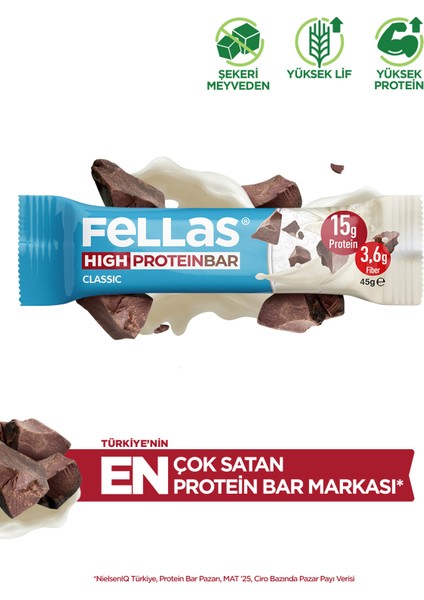 Klasik Yüksek Protein Bar 45 g x 12 Adet