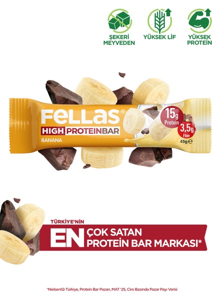 Yüksek Protein Bar - Muzlu 12 x 45 gr