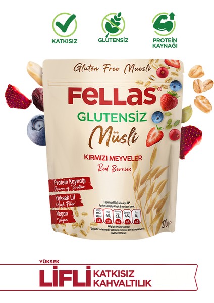 Glutensiz Müsli - Kırmızı Meyveli 270 gr fiyatları
