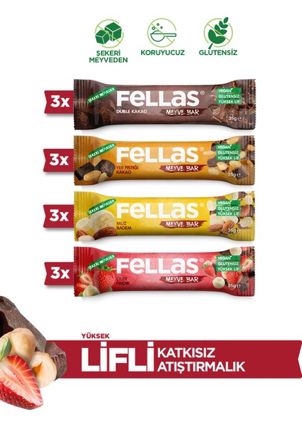 Meyve Bar 35G Karma Kutu 12 Adet (4 Çeşit) fiyatları