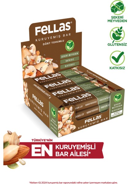 Dört Tohumlu Kuruyemiş Bar 30 gr x 12 Adet