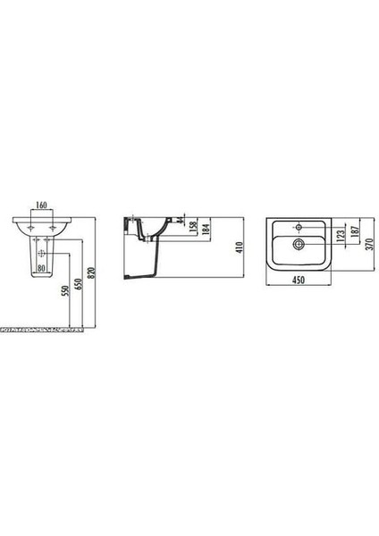 KY045 Key Köşeli Yarım Ayak Lavabo 36*45 cm fırsatları