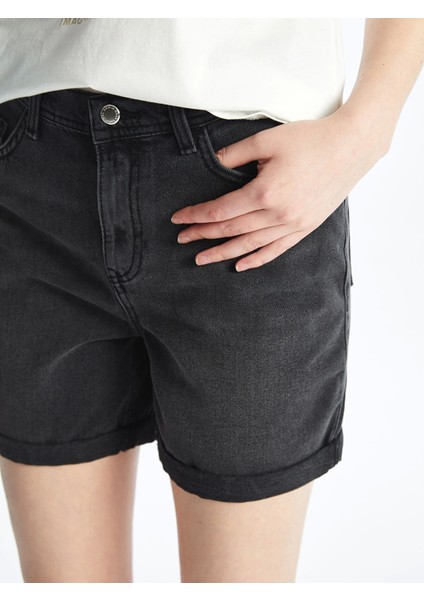Lcw Jeans Siyah Bermuda Fit Kadın Jean Şort fiyatları