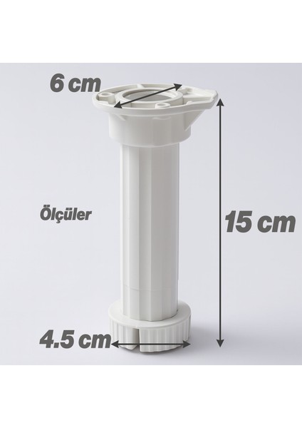 Ayarlanabilir 8 Adet 15 cm Plastik Ayak Mobilya Dolap Tezgah Yükseltme Yükseltici Ayakları Ayağı fiyatları