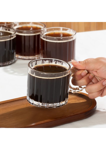 11412 Boncuk Kulplu 6lı Cam Kahve Çay Bardağı Seti 250ML fiyatları