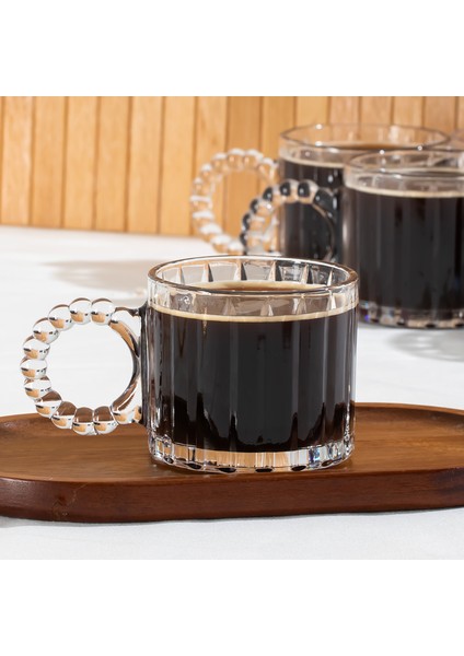 11412 Boncuk Kulplu 6lı Cam Kahve Çay Bardağı Seti 250ML modelleri